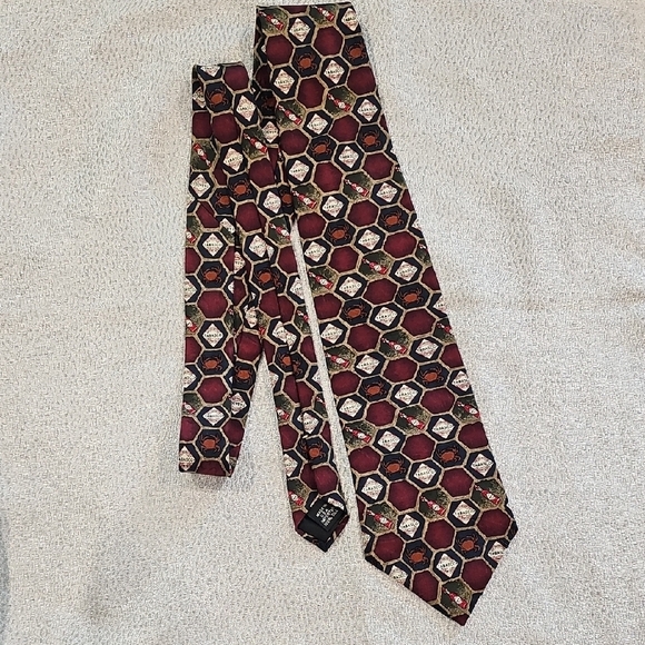 Vintage Silk Tabasco Red and Black Geometric Tie - Picture 1 of 5